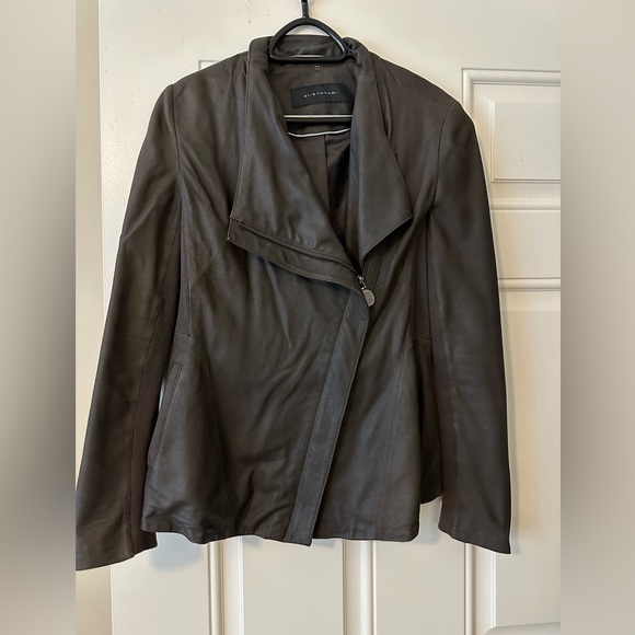 Eli Tahari brown leather jacket size small - Picture 1 of 5